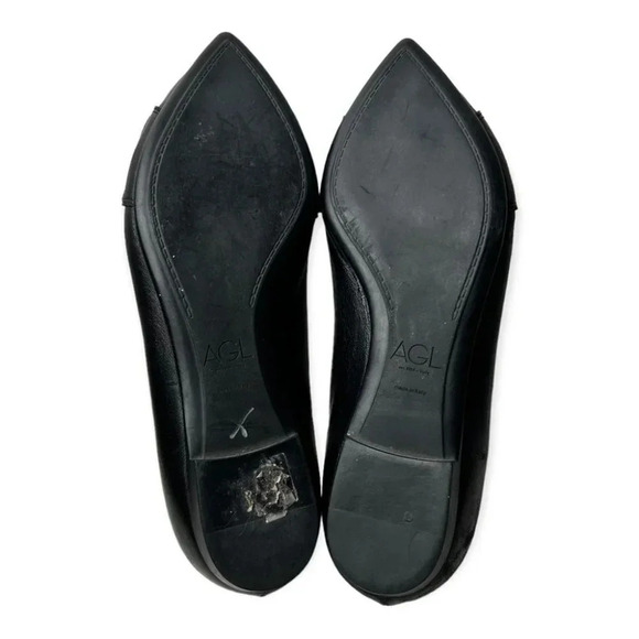 AGL Attilio Giusti Leombruni Black  Leather Pointy Flats - Picture 8 of 11
